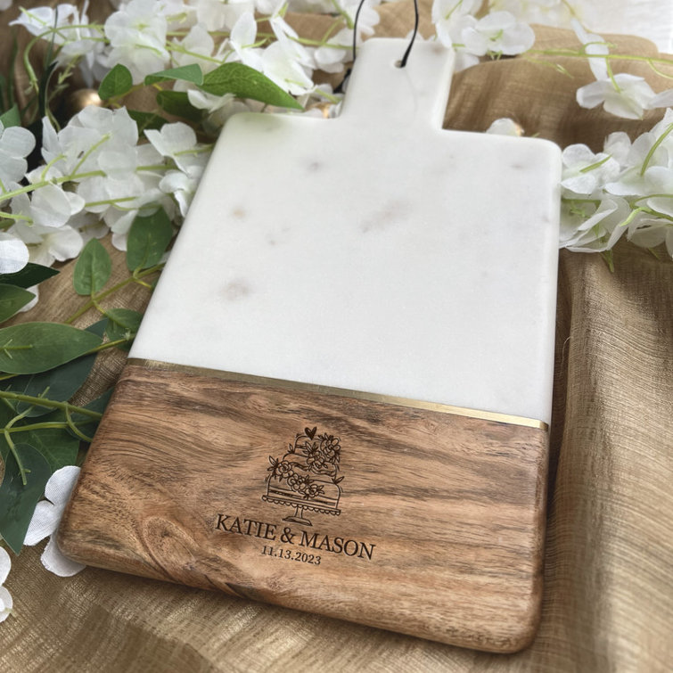 LuxeDesigns Handcrafted Personalized/Customizable Mango Wood & White